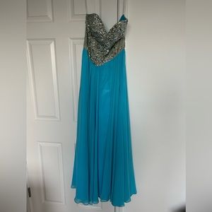 Blue Prom Dress with Rhinestones. Terani
